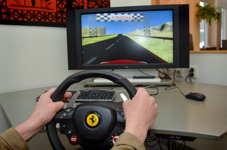 Bilförarsimulator.