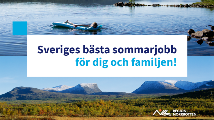 Framsida på postutskick med naturbilder och texten "Sveriges bästa sommarjobb för dig och familjen!"